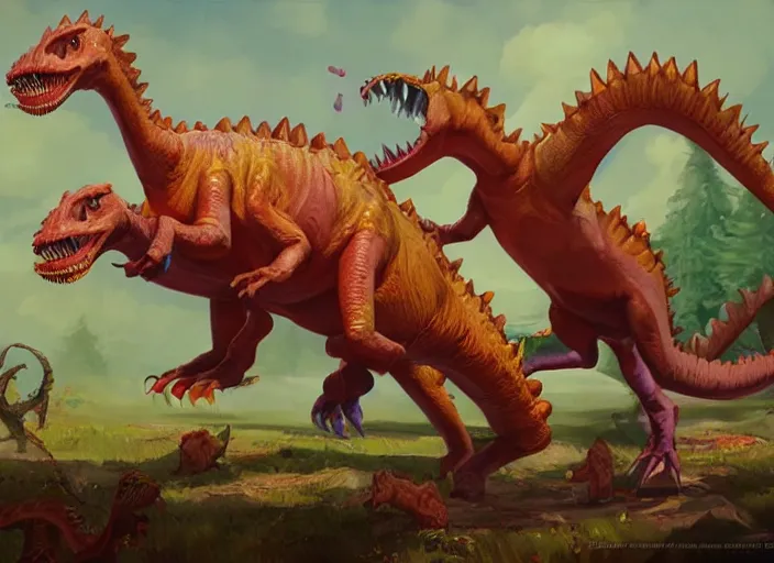 Prompt: concept art of candy dinosaurs, oil painting by Jama Jurabaev, extremely detailed, brush hard, artstation, for AAA game, high quality