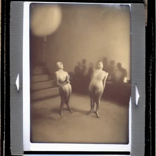 Prompt: expired polaroid of a surreal artsy dream scene, circus, grotesque, portrait, award winning