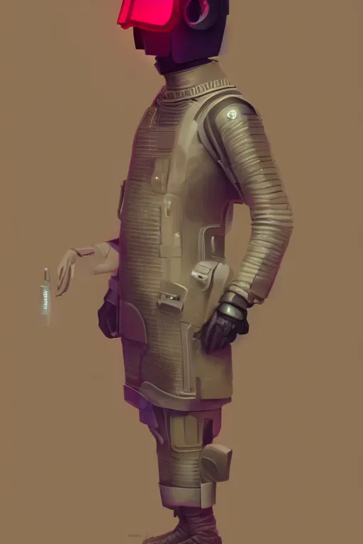 Prompt: full body government man, blade runner 2 0 4 9, scorched earth, cassette futurism, modular synthesizer helmet, the grand budapest hotel, glow, digital art, artstation, pop art, by hsiao - ron cheng
