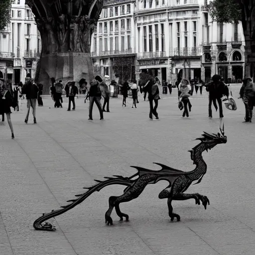 Image similar to Dragons walking down the Champs-Elysees