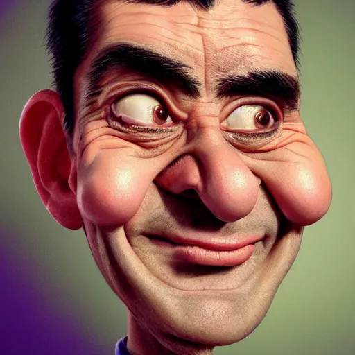 Prompt: mrbean head caricature, artgem, digital painting, fullshot, color painting, hyperrealistic, concept art, oil painting, masterpiece, concept art, trending on deviantart, realistic and detailed face, highly detailed, high quality, 8 k, soft lighting, fancy colors, fantasy, cinematic, high coherence