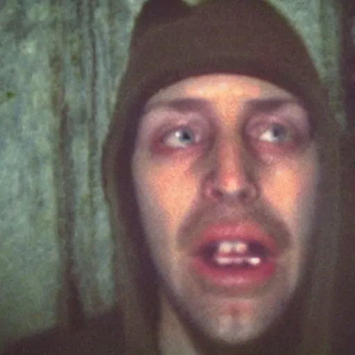 Prompt: Terrifying selfie, film The Blair Witch Project