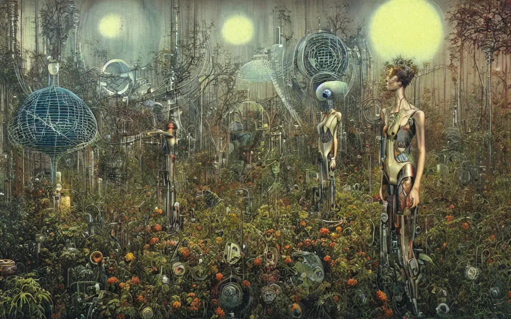 Image similar to a futurist techno - spirit cybernetic garden, future perfect, award winning digital art by santiago caruso and bruce pennington