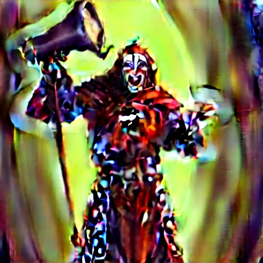 Image similar to of a realistic illustration dumb jester fool crusader knight that is the anti - communism crusader character, full plate, totally mad and yelling, shouting using a megaphone, artstation digital art,,