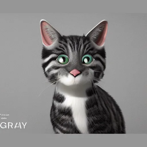 Image similar to a portrait of a cute gray and white striped cat in Copenhagen, trending on cg society, 3d zbrush render with fur, Pixar octane render, rim lighting, painting by Norman Rockwell