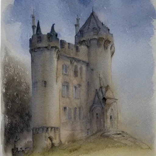 Prompt: (((((((watercolor sketch of Gothic revival castle gatehouse))))))) . muted colors. by Jean-Baptiste Monge !!!!!!!!!!!!!!!!!!!!!!!!!!!!!!!!!!!!!!!!