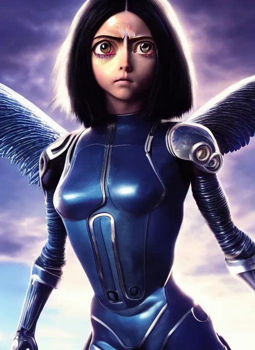 Image similar to Alita Battle Angel, digital animation, trending on artstation, full body portrait, hyper realistic render, 8k