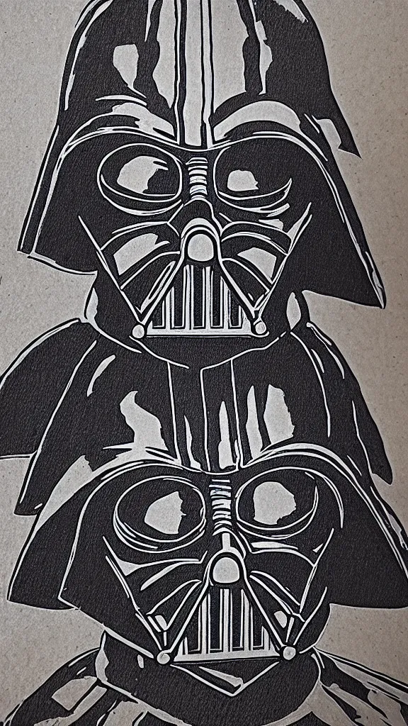 Image similar to a portrait of darth vader in the style of a wood burned etching. color harmony, 8 k detail, gallery quality, hd wallpaper, premium prints available, hyper - detailed, intricate design.