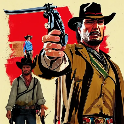 Prompt: a cowboy in the style of red dead redemption, steven seagal, donald trump