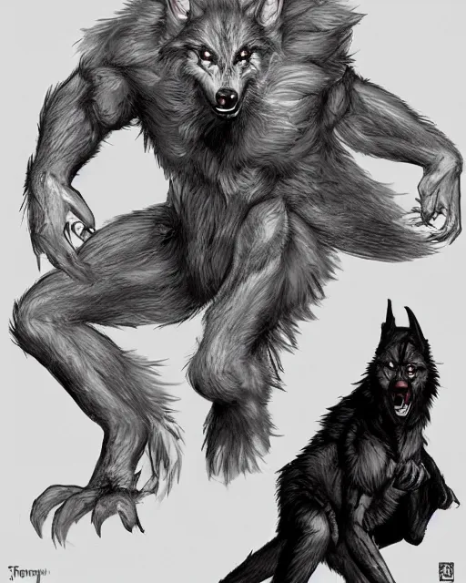 Image similar to werewolf concept design by Jerad S. Marantz, trending on artstation