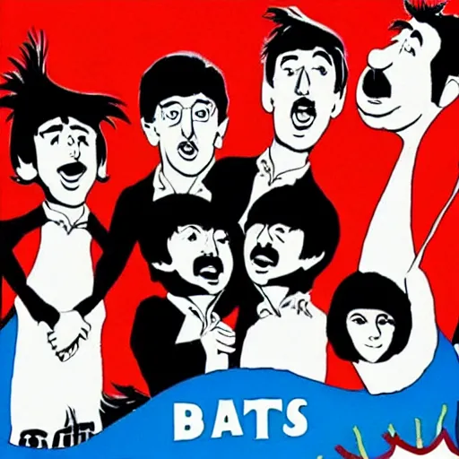 Prompt: The Beatles as a Dr. Seuss cartoon, album cover