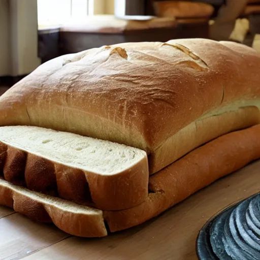 Prompt: A couch made out of bread