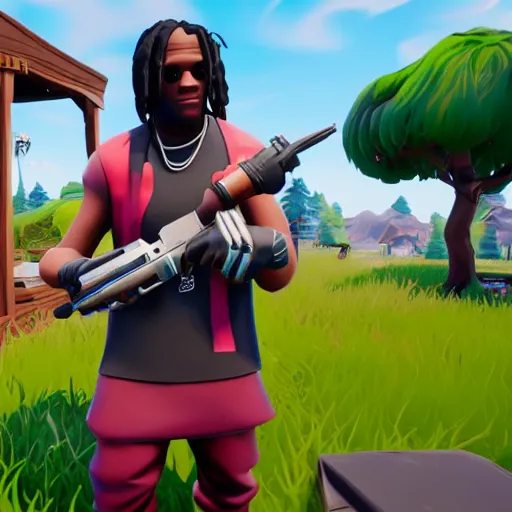 Image similar to rapper Chief Keef in Fortnite very detailed 4K quality super realistic