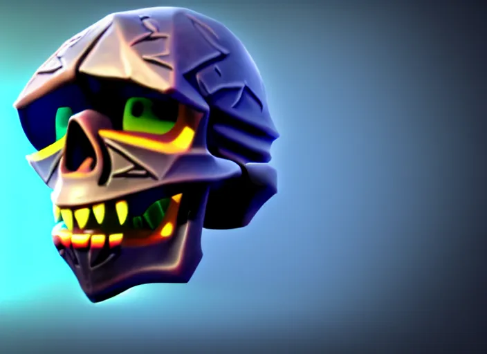 Image similar to cloaked skull, stylized stl, 3 d render, activision blizzard style, hearthstone style, crash bandicoot artstyle