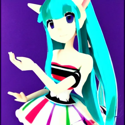 Image similar to Mary Blair art of Miku Hatsune