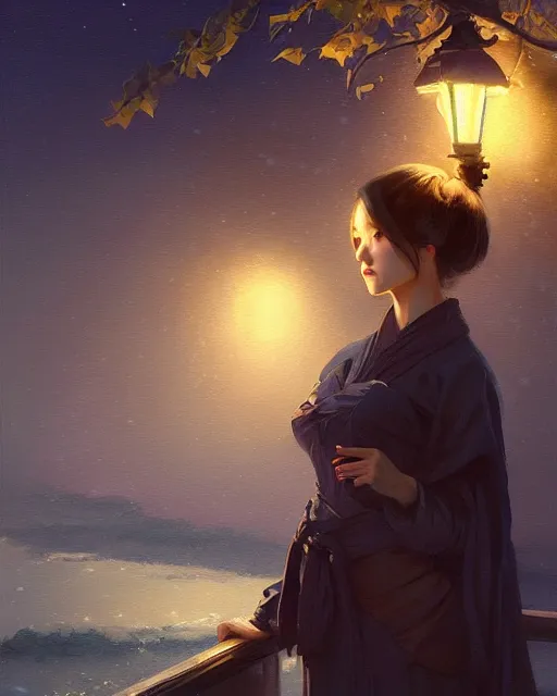 Image similar to saiunkoku monogatari, fine details. night setting. realistic shaded lighting poster by craig mullism, artgerm, jeremy lipkin and michael garmash, unreal engine, radiant light, detailed and intricate environment, digital art,