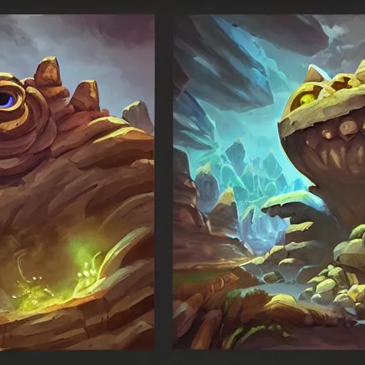 Image similar to ((((rock elemental golem spirit)))), dust and rock theme, hearthstone art style, epic fantasy card game art