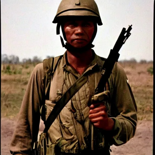 Prompt: Sargent Lincoln Osiris as a soldier in Vietnam, award winning historical photograph