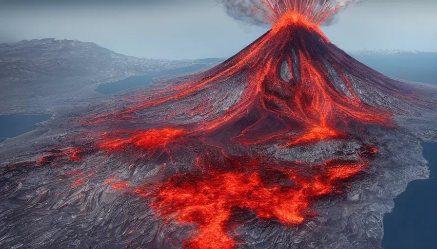 Image similar to Volcano in Malta, hyperdetailed, artstation, cgsociety, 8k