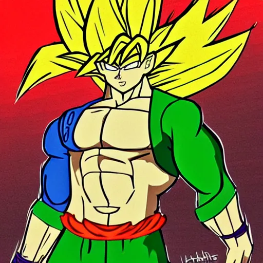 Prompt: a buff shaggy rogers going super saiyan, concept art by hanna - barbera, behance, dau - al - set, groovy, anime, epic