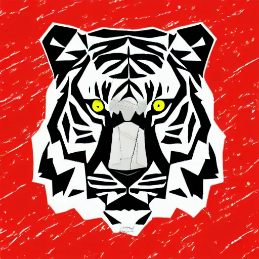 Prompt: sabertooth tiger in simple polygon style