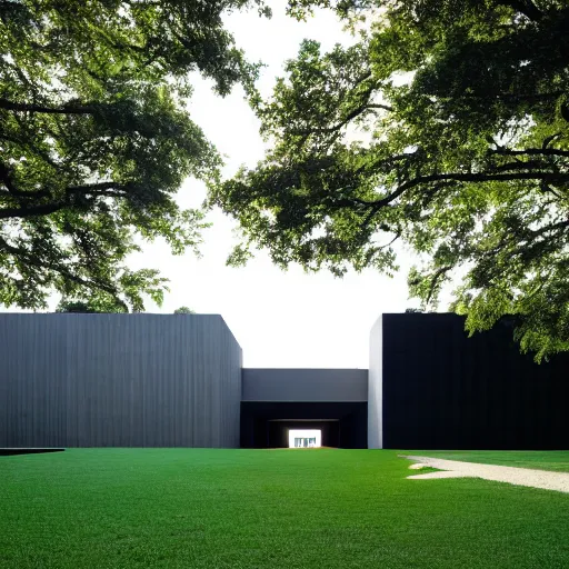 Prompt: a building designed by tadao ando and james turrell floating in space 4 k