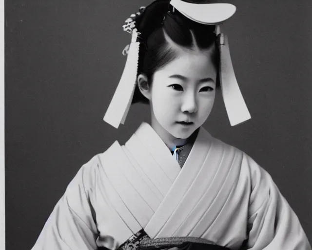 Prompt: young japanese girl in traditional japanese dress, cdx