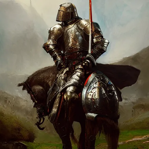 Prompt: a portrait of a medieval knight in a scenic environment by ruan jia