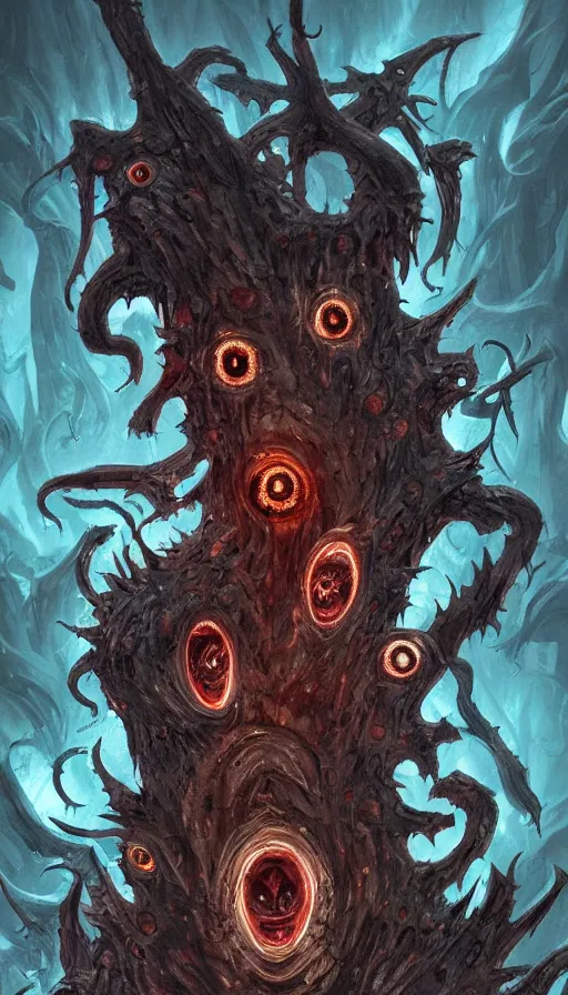 Prompt: a storm vortex made of many demonic eyes and teeth, by disney concept artists