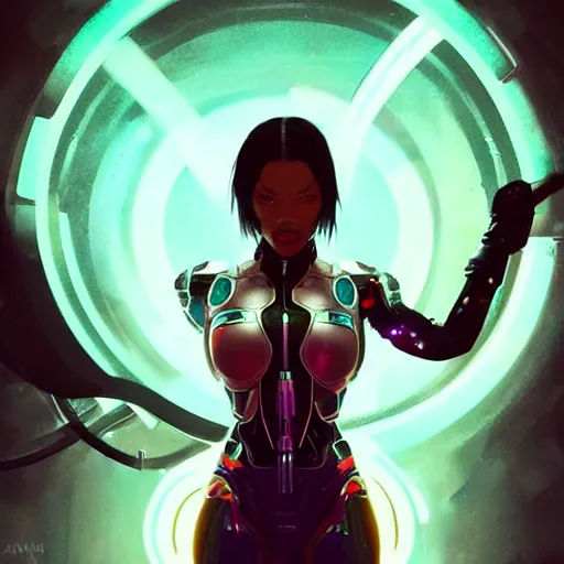 Prompt: cyborg Normani as aeon flux profile picture by Greg Rutkowski, dynamic pose, dreamlike, neon lights, intricate, futuristic, fantasy, elegant, by Stanley Artgerm Lau, greg rutkowski, thomas kindkade, alphonse mucha, loish, norman Rockwell,