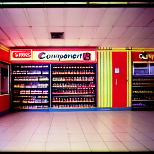 Prompt: cinestill 5 0 d photograph of the inside of an empty convenience store