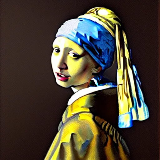 Image similar to Eric Andre painted as the Girl with a Pearl Earring by Johannes Vermeer