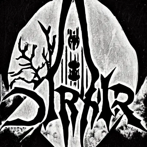 Prompt: black metal band logo, dark tower