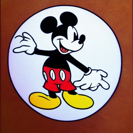 Image similar to mickey mouse, kids drawing, poor quality