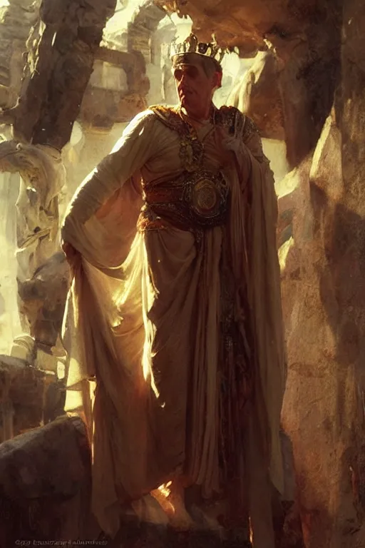 Image similar to ancient roman steve buscemi ascending wearing the civic crown, art by anders zorn, wonderful masterpiece by greg rutkowski, beautiful cinematic light, american romanticism by greg manchess, jessica rossier