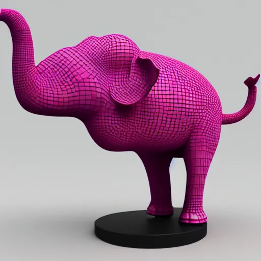 Image similar to 3D model of a pink elephant dancing