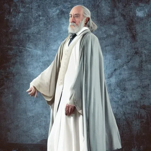 Image similar to Photo of Emma Watson as Professor Dumbledore, full body shot