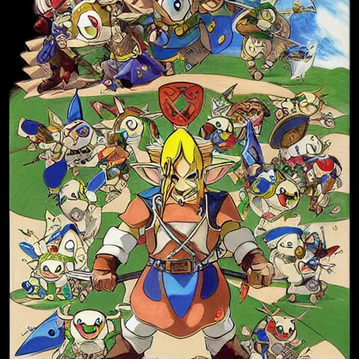 Image similar to Zelda ocarina of time concept art, high detailed illustrations by Takashi murakami