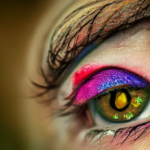 Prompt: extremely beautiful eyes, full of colors, highly detailed, macro photograph