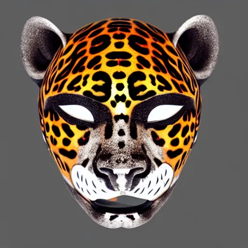 Image similar to a perfect centered mask of a shaman turning into a jaguar, 8 k,