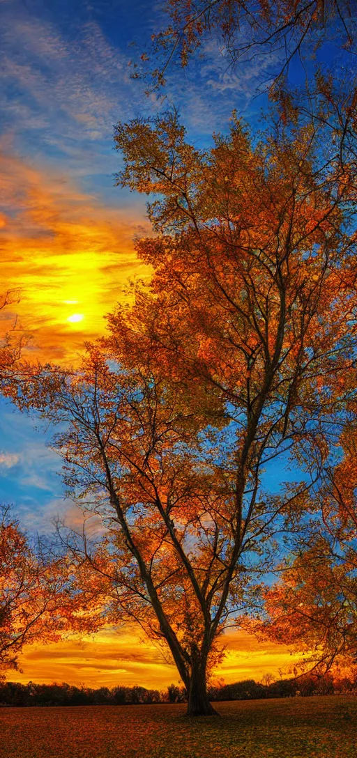 Sunset on an autumn day in the park. 8k resolution. | Stable Diffusion ...