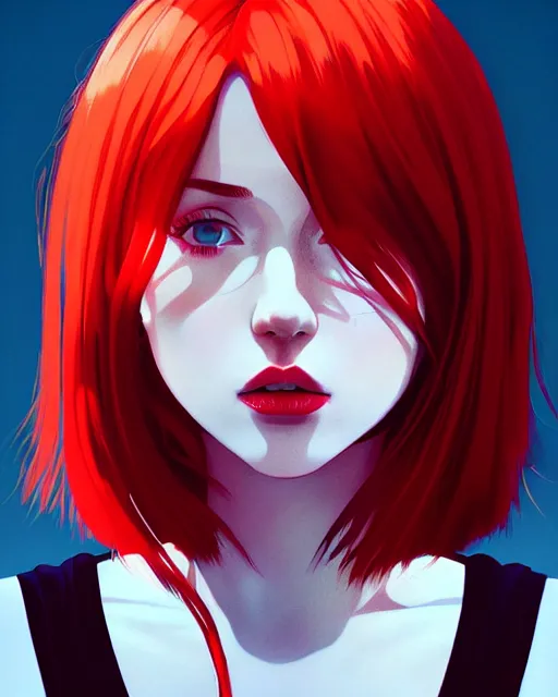 Prompt: a detailed portrait of a pretty woman with red hair and freckles by ilya kuvshinov, digital art, dramatic lighting, dramatic angle