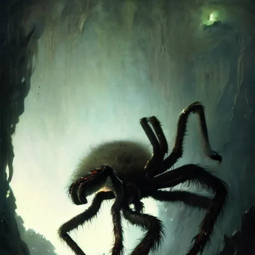 Image similar to a white giant spider crawl out of a wolf mouth by gaston bussiere, bayard wu, greg rutkowski, giger, maxim verehin, greg rutkowski, masterpiece, sharp focus, cinematic lightning - h 7 6 8