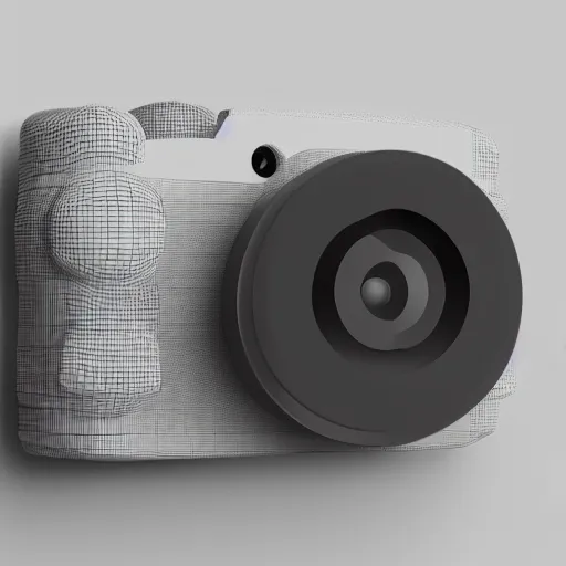 Image similar to Very tiny camera icon, iOS emoji, 3D clay render, 4k UHD, white background, isometric top down left view, diffuse lighting