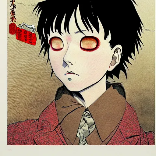 Image similar to prompt: Portrait painted in Miyazaki color style drawn by Katsuhiro Otomo and Takato Yamamoto, inspired by Fables, china doll face, smooth face feature, intricate oil painting, high detail, sharp high detail, manga and anime 2000