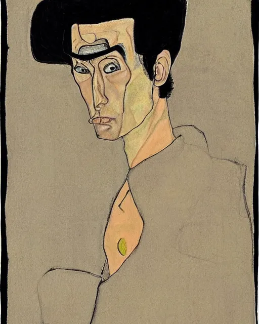 Image similar to portrait of samurai jack by egon schiele in the style of greg rutkowski