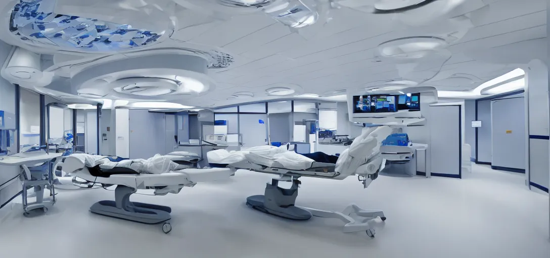 Prompt: photo of hyperfuturistic medical facility with restraints on table