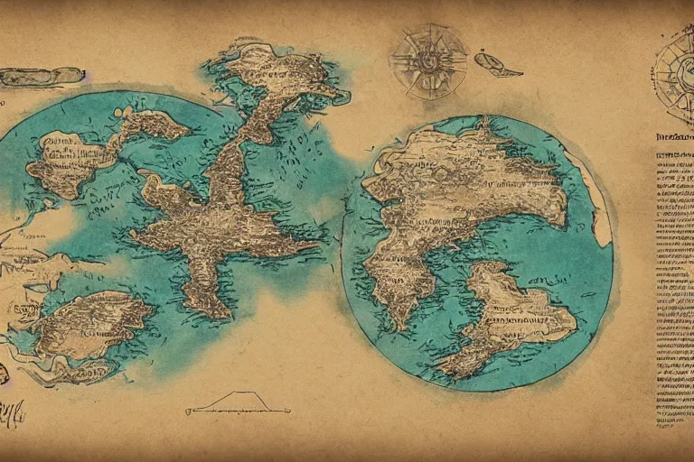 imaginary map of an island, drawing of different | Stable Diffusion