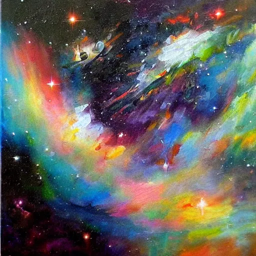 Image similar to cosmos old oil painting