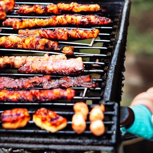 Prompt: a baby on a disposable bbq